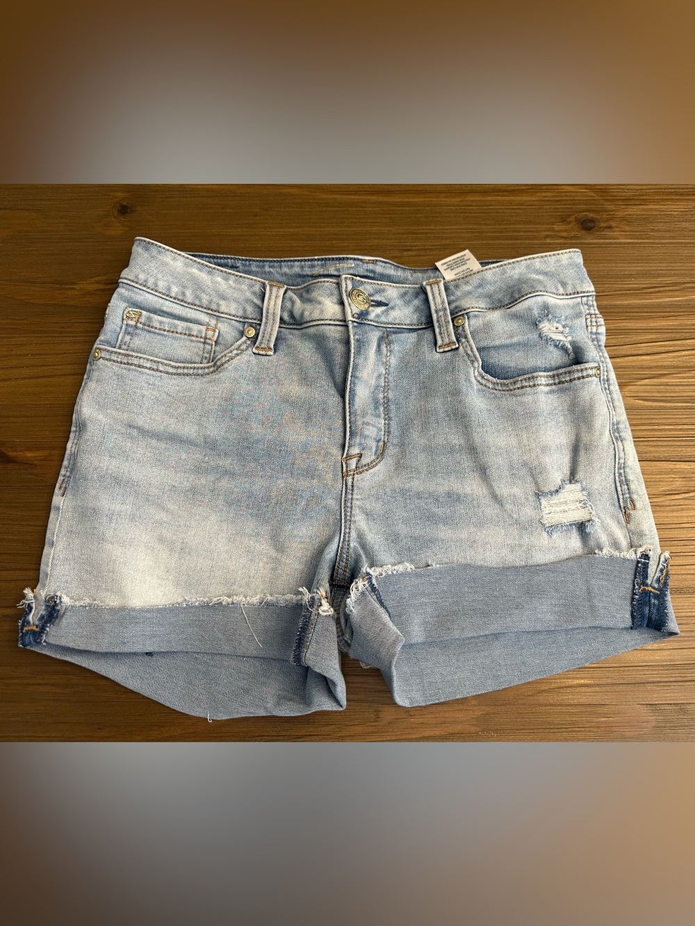 Seven7 Light Blue Rolled Hem Denim Shorts